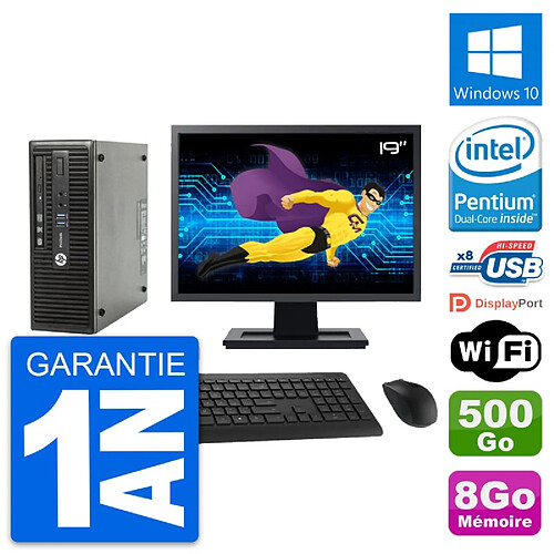 PC HP 400 G3 SFF Ecran 19" Intel G4400 RAM 8Go Disque 500Go Windows 10 Wifi · Occasion