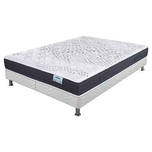 Ebac Matelas + sommier tapissier 2x90x190 Mousse - Myriade - Soutien medium