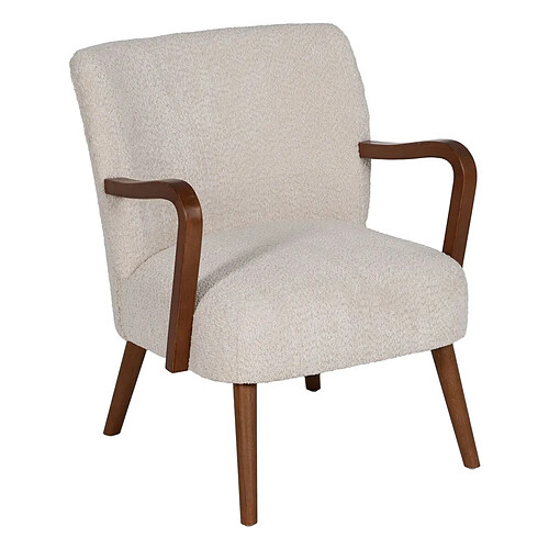 BigBuy Home Fauteuil Beige Naturel Polyester Bois d'hévéa Éponge 56 x 56 x 78 cm