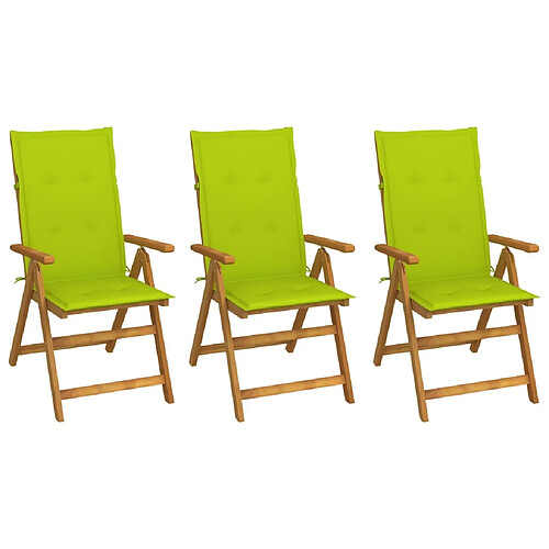 Maison Chic Lot de 3 Chaises pliables d'extérieur avec coussins | chaises de jardin | Fauteuil Relax Bois d'acacia -GKD52769