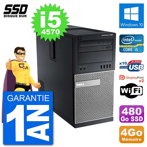 PC Tour Dell 7020 Intel Core i5-4570 RAM 4Go SSD 480Go Windows 10 Wifi · Occasion