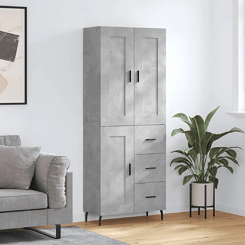 vidaXL Buffet haut Gris béton 69,5x34x180 cm Bois d'ingénierie