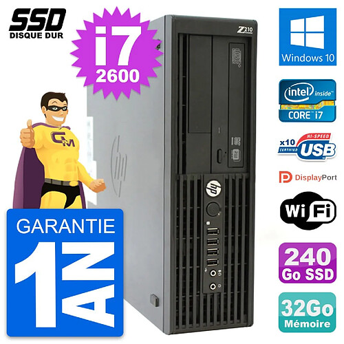 PC HP WorkStation Z210 SFF Intel i7-2600 RAM 32Go SSD 240Go Windows 10 Wifi · Occasion