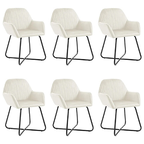 vidaXL Chaises à manger lot de 6 crème velours