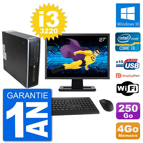 PC HP 8300 SFF Ecran 27" Intel i3-3220 RAM 4Go Disque 250Go Windows 10 Wifi · Occasion