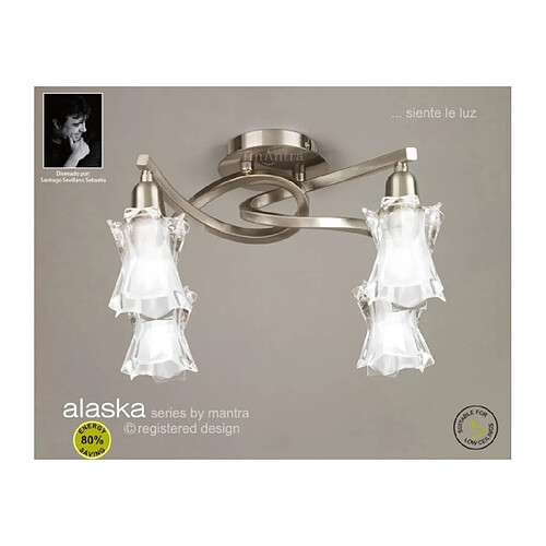 Luminaire Center Plafonnier Alaska 4 Ampoules L1/SGU10, nickel satiné