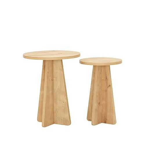 Toilinux Lot de 2 tables d'appoint Valence en bois - Marron