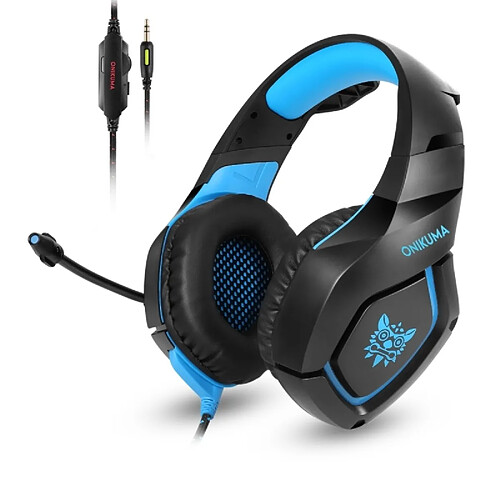 Wewoo Casque avec microphone pour camouflage et suppression des basses profondes (noir, bleu)