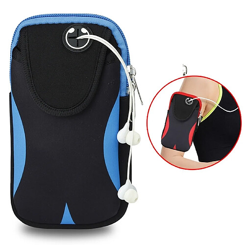 Wewoo Brassard de sport multi-fonctionnel pour téléphone imperméable à l'eau à écran de 5 poucesTaille M Noir Bleu