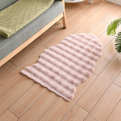 LUUCOZK Tapis moelleux en fausse fourrure tapis à poils longs pour chambre à coucher salon-slip-rose-Irrégulier 60x120cm