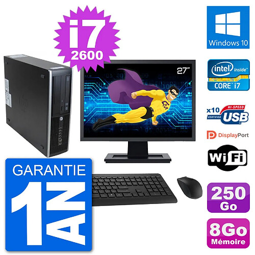 PC HP 8300 SFF Ecran 27" Intel i7-2600 RAM 8Go Disque 250Go Windows 10 Wifi · Occasion