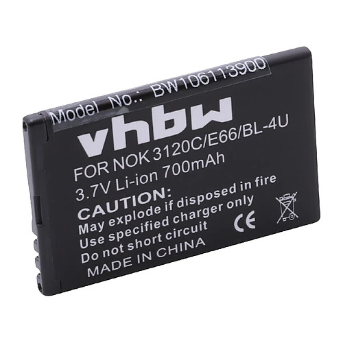 vhbw Batterie remplacement pour BL-4U, BL-4UV, MP-S-V, N4U85T, TB-BL4U pour smartphone (900mAh, 3,7V, Li-ion)