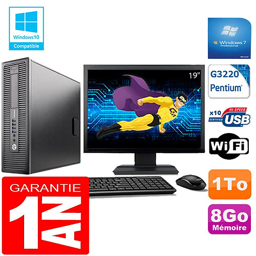 PC HP EliteDesk 800 G1 SFF Intel G3220 8Go Disque 1 To Wifi W7 Ecran 19" · Occasion