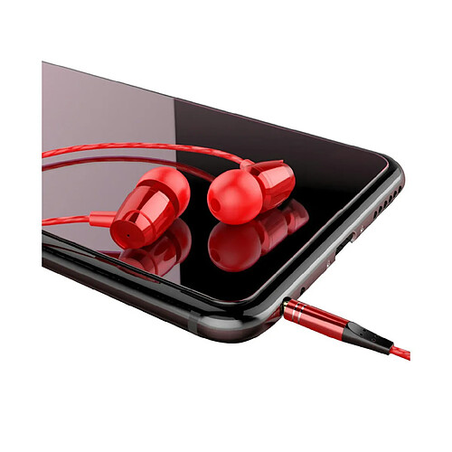 LUUCOZK Écouteurs intra-auriculaires filaires universels de 3,5 mm avec micro pour téléphone et tablette - Rouge