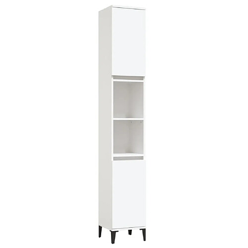 Maison Chic Armoire de salle de bain,Meuble de rangement,Meuble haut blanc 30x30x190 cm bois d'ingénierie -GKD685524