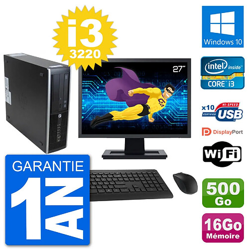 PC HP 8300 SFF Ecran 27" Intel i3-3220 RAM 16Go Disque 500Go Windows 10 Wifi · Occasion