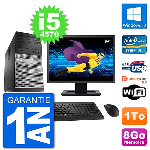 PC Tour Dell 9020 Ecran 19" Intel i5-4570 RAM 8Go Disque 1To Windows 10 Wifi · Occasion