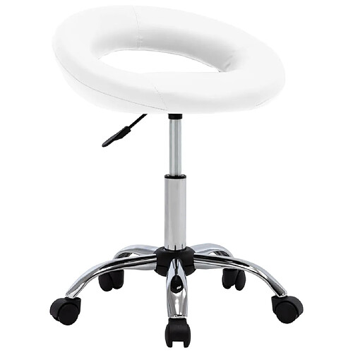 vidaXL Chaise pivotante à manger Blanc Similicuir