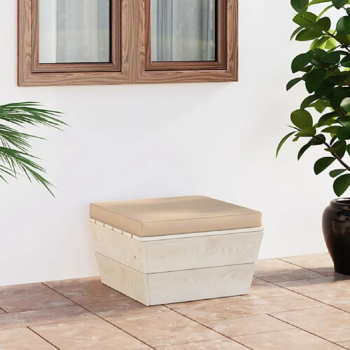 vidaXL Repose-pied palette de jardin avec coussin Épicéa imprégné