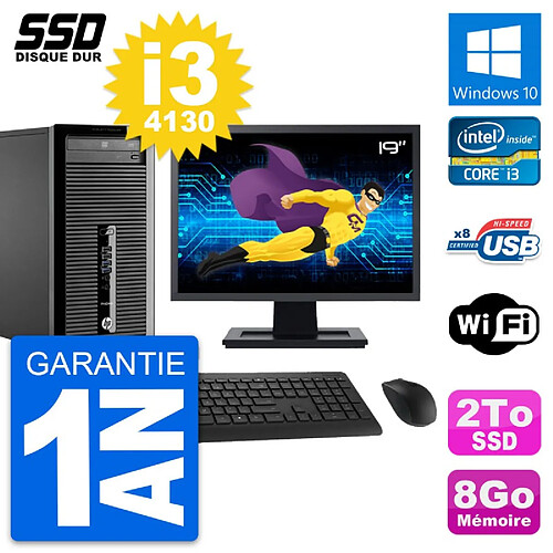 PC Tour HP 400 G1 Ecran 19" Intel Core i3-4130 RAM 8Go SSD 2To Windows 10 Wifi · Occasion