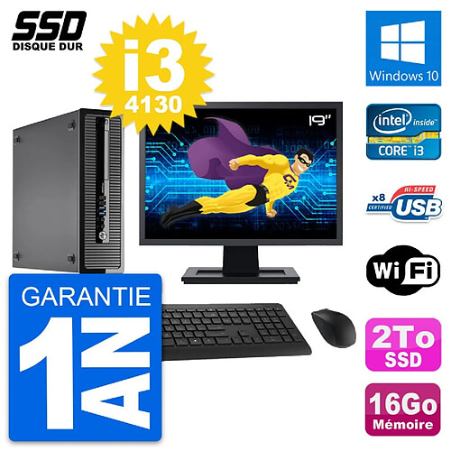 PC HP ProDesk 400 G1 SFF Ecran 19" i3-4130 RAM 16Go SSD 2To Windows 10 Wifi · Occasion