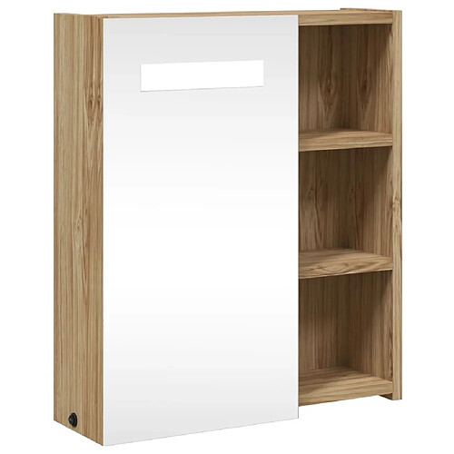 Maison Chic Armoire de salle de bain,Meuble de rangement,Meuble haut à miroir avec LED chêne 45x13x52 cm -GKD251464