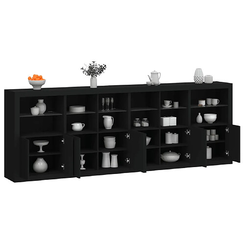 vidaXL Buffet avec lumières LED noir 283x37x100 cm