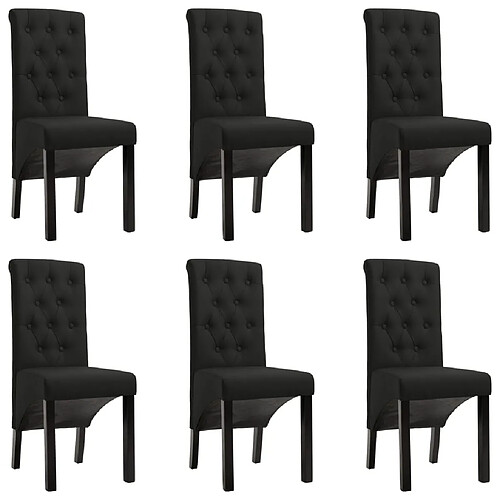 vidaXL Chaises à manger lot de 6 noir tissu