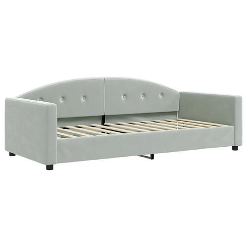 Maison Chic Lit de jour, Lit de repos pour Salon Chambre,Canapé-lit,Lit d'invité gris clair 90x200 cm velours -MN84483