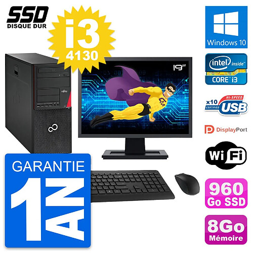 PC Tour Fujitsu P720 Ecran 19" Intel i3-4130 RAM 8Go SSD 960Go Windows 10 Wifi · Occasion