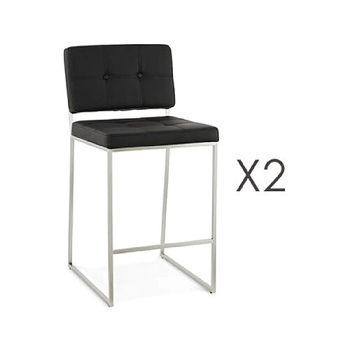 Mes Lot de 2 chaises de bar 54x45x94 cm H65 en PU noir et métal