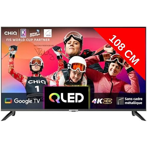 Chiq TV QLED 4K 108 cm U43QM8V Google TV, 4K, QLED