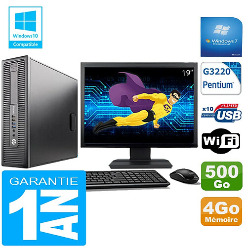 PC HP EliteDesk 800 G1 SFF Intel G3220 4 Go Disque 500 Go Wifi W7 Ecran 19" · Occasion