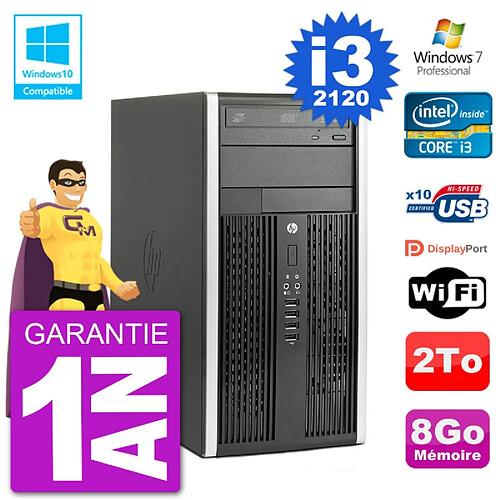 PC HP 6300 MT Intel Core I3-2120 RAM 8Go Disque Dur 2To Graveur DVD Wifi W7 · Occasion