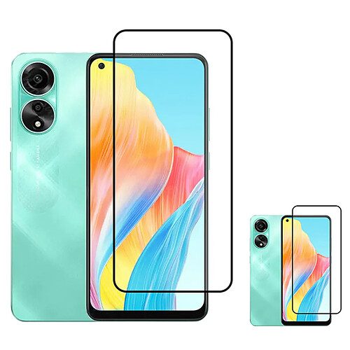 PHONECARE Kit 2 Film Verre Trempé 5D Full Cover pour Oppo A78 4G - Transparent / Noir