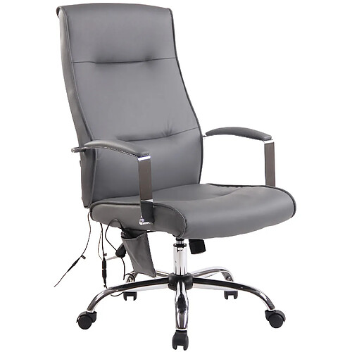 Decoshop26 Fauteuil de bureau sur roulettes fonction massage mécanisme de balance en PVC gris 10_0002606