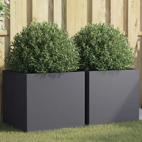 vidaXL Jardinières 2 pcs anthracite 49x47x46 cm acier