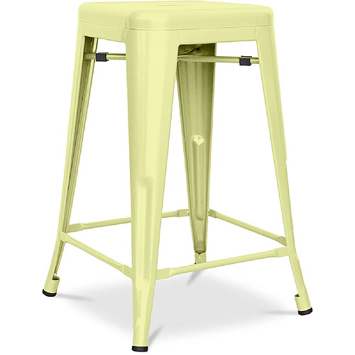 ICONIK INTERIOR Tabouret Stylix Métal Mat - 60cm - Nouvelle édition Jaune pâle