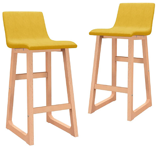 vidaXL Tabourets de bar lot de 2 jaune moutarde tissu