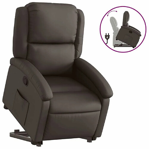 Maison Chic Fauteuil Relax pour salon, Fauteuil inclinable marron foncé cuir véritable -GKD91505