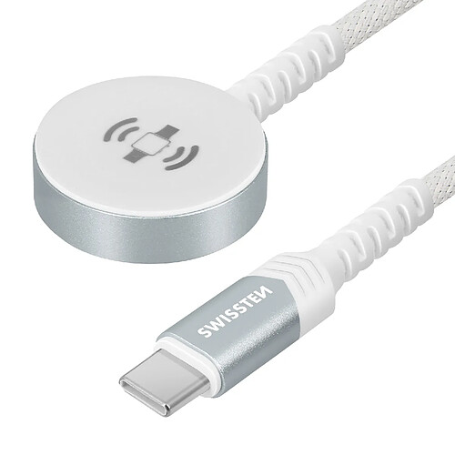 Swissten Chargeur Magnétique pour Apple Watch Connecteur USB-C Câble 1.2m Blanc