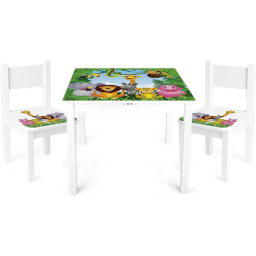 Leomark Table 'Yeti' et 2 chaises enfant Jungle