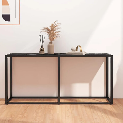 vidaXL Table console Marbre noir 160x35x75,5 cm Verre trempé