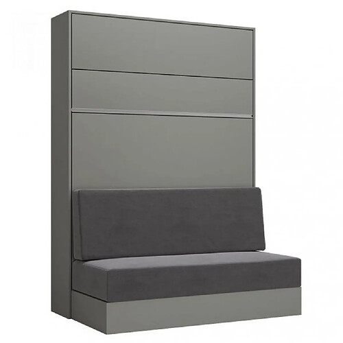 Inside 75 Armoire lit escamotable GENIUS SOFA gris mat canapé gris couchage 140*200