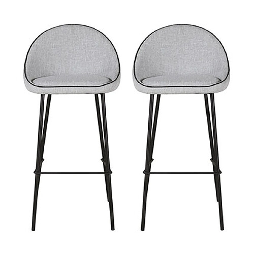 Mes Lot de 2 chaises de bar H75 cm en tissu gris clair - ABAYA