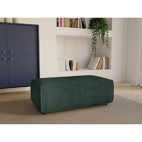 Vente-Unique Pouf en velours côtelé vert sapin AMELIA