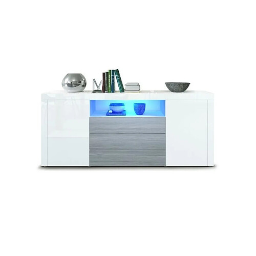 Mpc Buffet Laqué Blanc Et Avola-anthracite Avec Éclairage LED 167 X 72 X 35 M