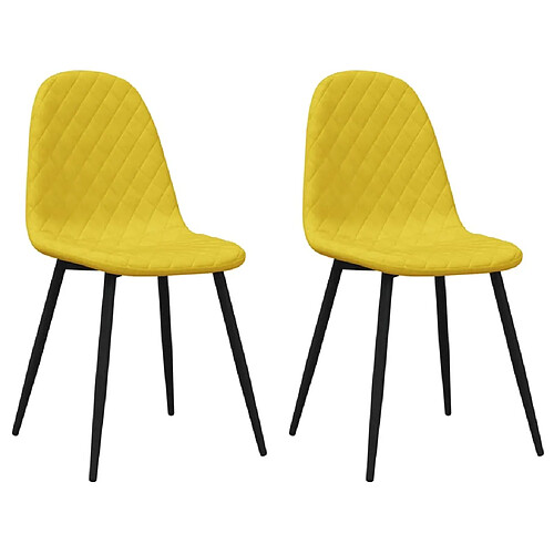 Maison Chic Lot de 2 Chaises à manger | Chaise de salle à manger cuisine Jaune moutarde Velours -GKD87668