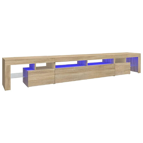 Maison Chic Meuble TV avec lumières LED, Banc TV pour salon, Meuble de rangement Chêne sonoma 260x36,5x40 cm -GKD95656