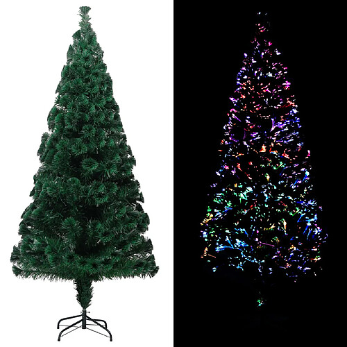 vidaXL Sapin de Noël artificiel avec support vert 180 cm fibre optique